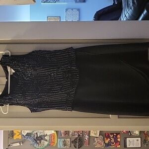 Night Scene Black Beaded Cocktail Dress